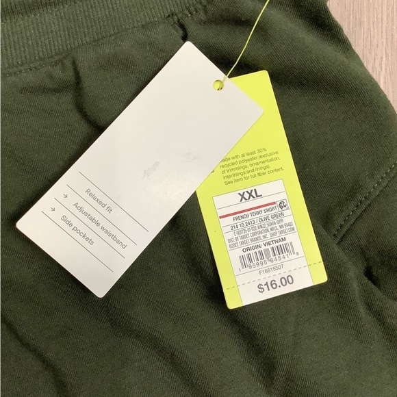 Women's All in Motion XXL Shorts Active Olive French Terry Pockets Stretch NWT - Picture 7 of 10